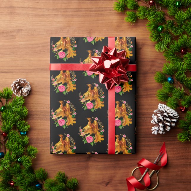 Floral Phoenix steigt aus der fantasievollen Asche Geschenkpapier (Feiertagsgeschenk)