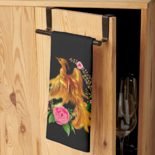 Floral Phoenix steigt aus der fantasievollen Asche Geschirrtuch