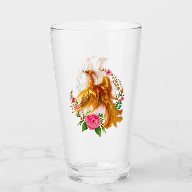 Floral Phoenix steigt aus der fantasievollen Asche Glas (Vorderseite)