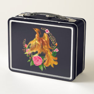 Floral Phoenix steigt aus der fantasievollen Asche Metall Brotdose