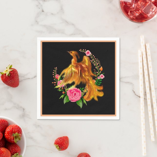 Floral Phoenix steigt aus der fantasievollen Asche Serviette (Beispiel)