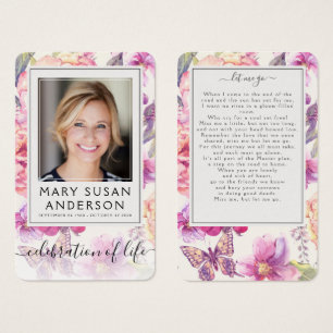 Floral Photo Funeral Carte Poem Memorial