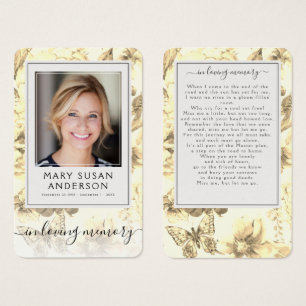 Floral Photo Funeral Carte Poem Memorial