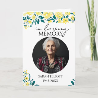 floral Photo Funeral Order of Service Folded  Programm