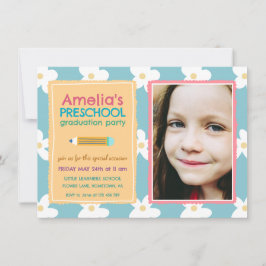  Floral Photo Preschool Graduation Einladung