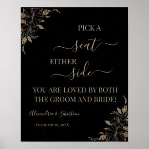 Floral Pick einen Platz auf beiden Seiten Hochzeit Poster