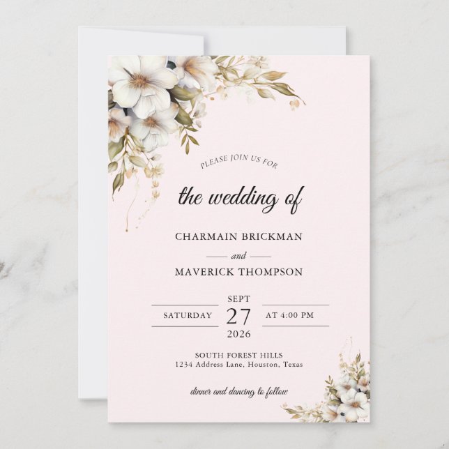 Floral Ping Hochzeit Einladung (Vorderseite)