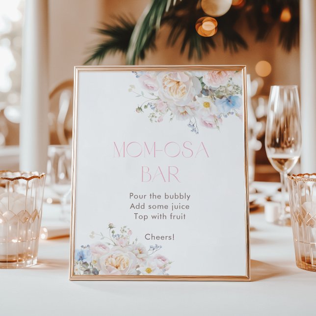 Floral Pink Babydusche Momosa Bar Poster (Von Creator hochgeladen)