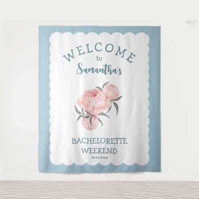 Floral Pink Bachelorette Wandteppich (Vorderseite)