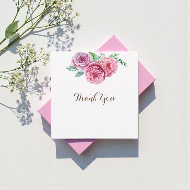 Floral Pink Blume White Chic Vielen Dank Mitteilungskarte (Von Creator hochgeladen)