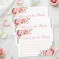 Floral Pink Blush Bridal Shower Advice Card L