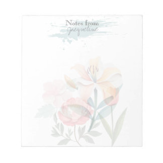 Floral Pink Botanical Classic Personalized Notepad Notizblock