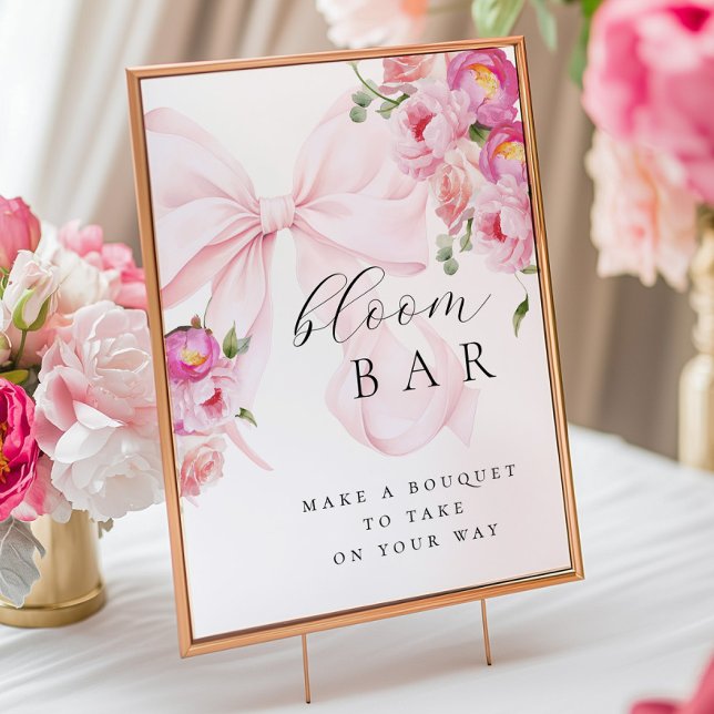 Floral Pink Bow Bouqet Bar Poster (Von Creator hochgeladen)