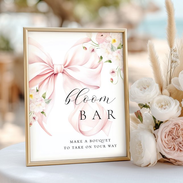 Floral Pink Bow Bouqet Bar Poster (Von Creator hochgeladen)