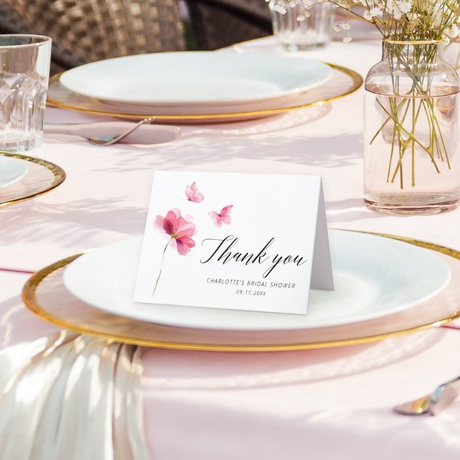 Floral Pink Brautparty Danke Karte (Von Creator hochgeladen)