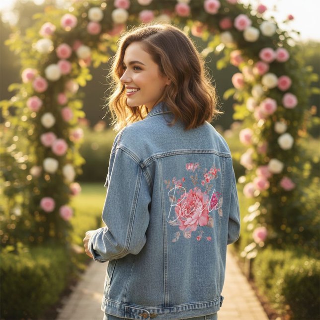 Floral Pink Bride Denim Jacket Jeansjacke (Von Creator hochgeladen)