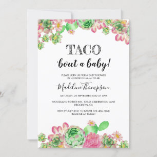 Floral Pink Cactus Taco 'über eine Babydusche Einladung