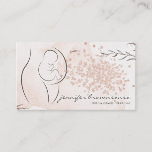 Floral Pink Doula Birth Coach Schwangere Visitenkarte