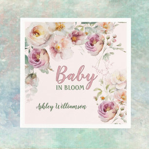 Floral Pink Girl Baby in Blütenfarbe Serviette