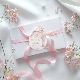 Floral Pink Gold Brautparty Vielen Dank Runder Aufkleber