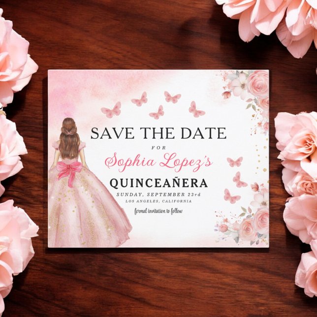 Floral Pink Gold Princess Birthday Quinceanera (Von Creator hochgeladen)