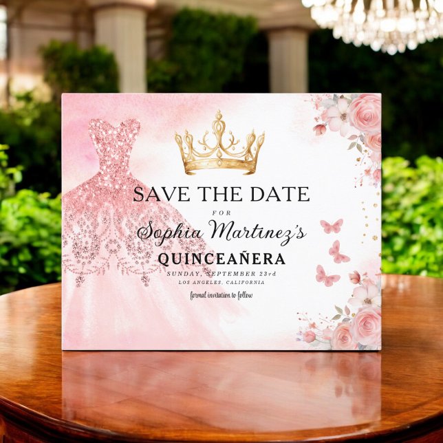 Floral Pink Gold Princess Birthday Quinceanera Flyer (Von Creator hochgeladen)