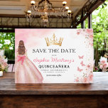 Floral Pink Gold Princess Birthday Quinceanera Save The Date<br><div class="desc">Feiern Sie stilvoll mit der Einladung der Blumenpinke und Goldprinzessin Birthday Quinceñera. Dieses elegante Design besticht durch sanfte rosa Flora und luxuriöse goldene Akzente, die sich perfekt für eine echte und unvergessliche Feier zum 15. Geburtstag eignet. Die Einladung verkörpert Gnade und Raffinesse, passend für eine Prinzessin. Die zarten Blumendetails und...</div>