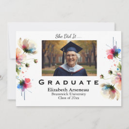 Floral Pink Graduation Invitation Personalize Feiertagskarte