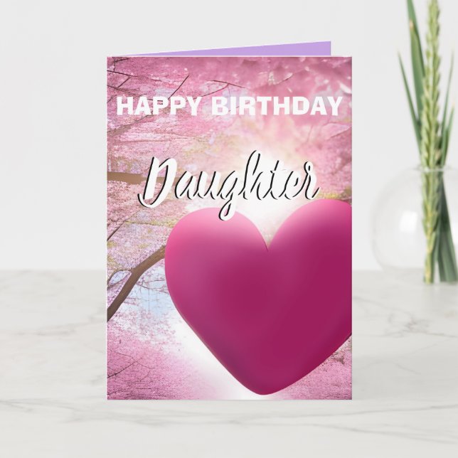 Floral Pink Happy Birthday Daughter Karte (Vorderseite)