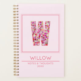 Floral Pink Initial Name Letter W Planer