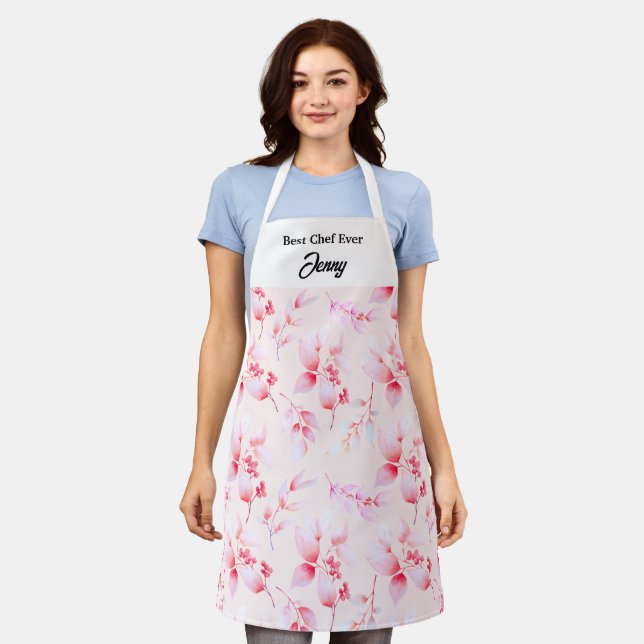 Floral Pink lebendiger bester Koch je kundenspezif Schürze (Getragen)