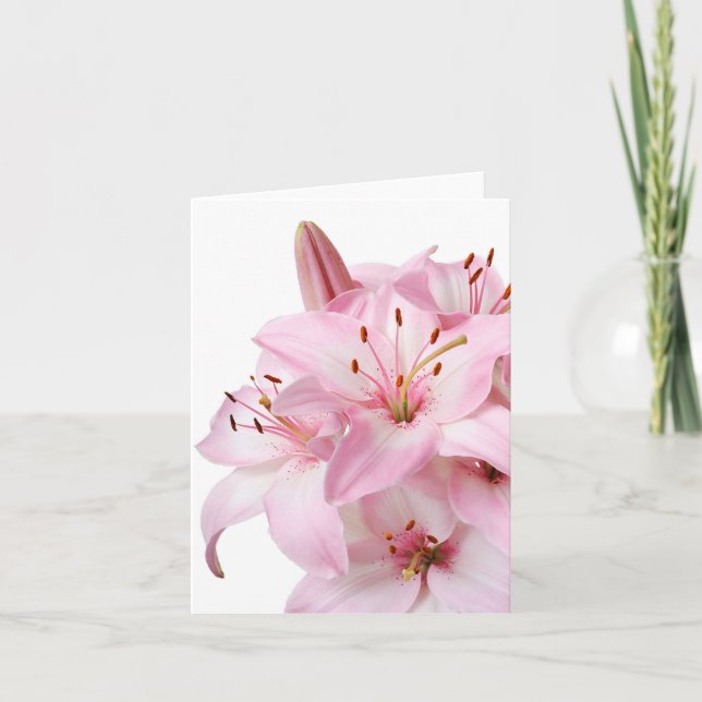 Floral Pink Lily Blume Blank Notecard Dankeskarte (Vorderseite)