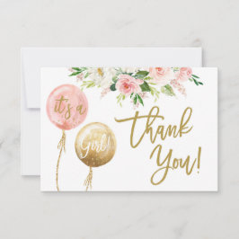 Floral pink Mädchen danke Mitteilungskarte