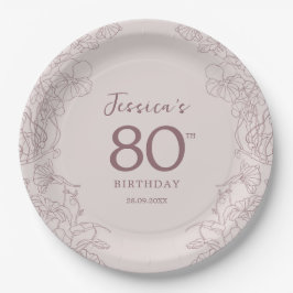 Floral Pink Mauve Birthday Pappteller