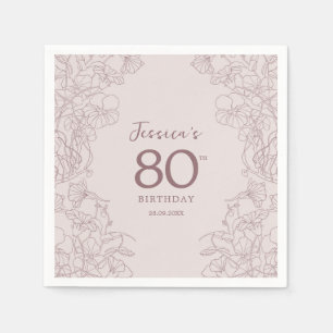 Floral Pink Mauve Birthday Serviette