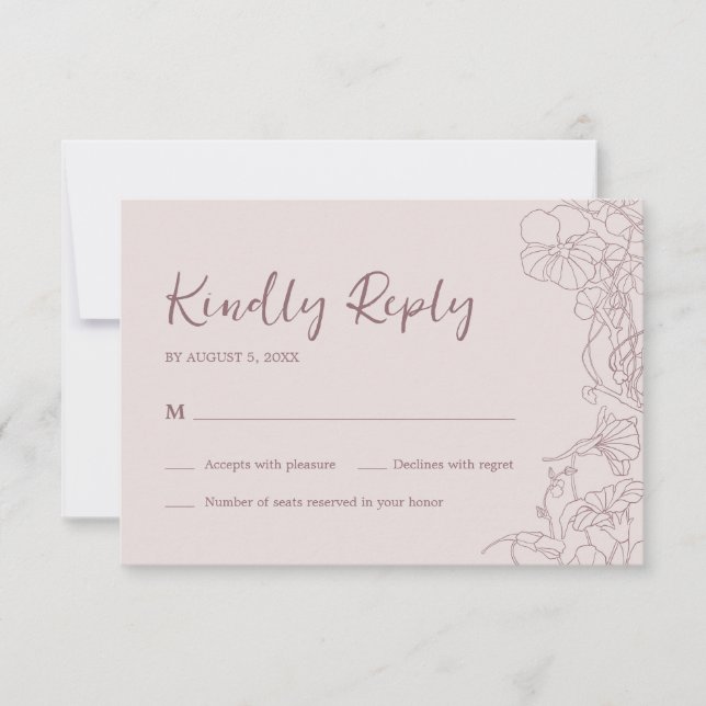 Floral Pink Mauve RSVP Karte (Vorderseite)
