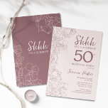 Floral Pink Mauve Überraschung 50. Geburtstag Einladung<br><div class="desc">Blumenrosa Lila Überraschung 50. Geburtstagsfeier. Minimalistisches feminines Design mit botanischen Akzenten und Typografie Script Schriftart. Floral Einladungskarte perfekt für eine stilvolle weibliche Überraschung am Tag feiern.</div>