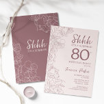 Floral Pink Mauve Überraschung 80. Geburtstag Einladung<br><div class="desc">Blumenrosa Lila Überraschung 80. Geburtstagsfeier. Minimalistisches feminines Design mit botanischen Akzenten und Typografie Script Schriftart. Floral Einladungskarte perfekt für eine stilvolle weibliche Überraschung am Tag feiern.</div>