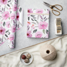 Floral Pink Mauve Wasserfarbe