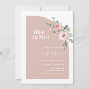 Floral Pink Minimal Arch Miss zu Frau Brautparty Einladung