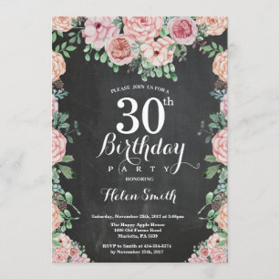 Floral Pink Peonies 30. Geburtstagskarte Einladung