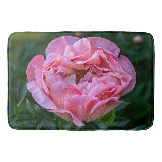 Floral Pink Peony Fotografy Badematte (Vorderseite)