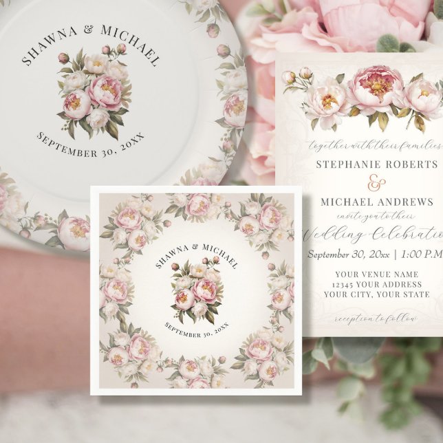 Floral Pink Peony Watercolor Serviette (Von Creator hochgeladen)