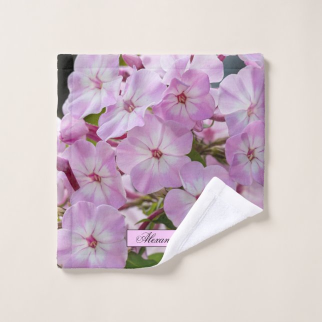 Floral Pink Phlox Fotografie Badhandtuch Set (Waschlappen)