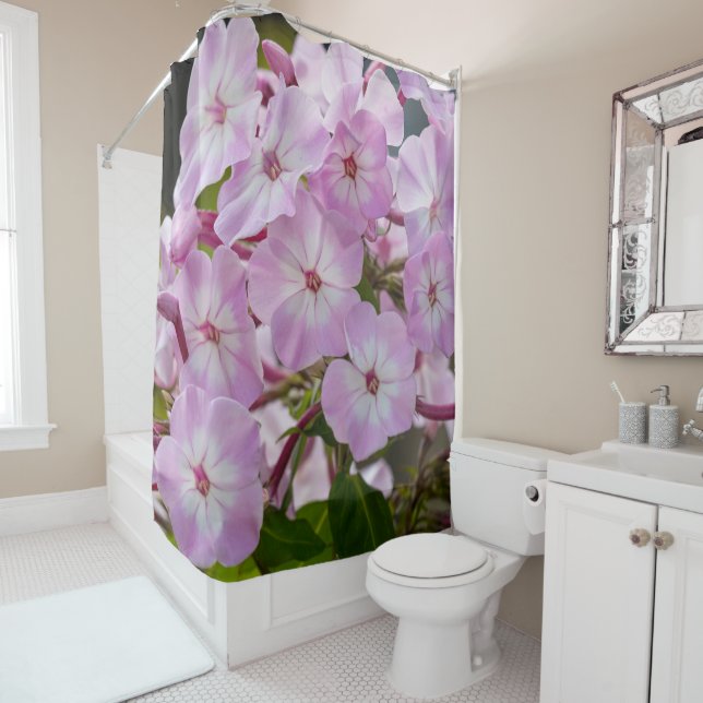 Floral Pink Phlox Fotografie Duschvorhang (Beispiel)