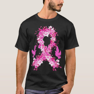 Floral Pink Ribbon Brustkrebs Bewusstsein T-Shirt