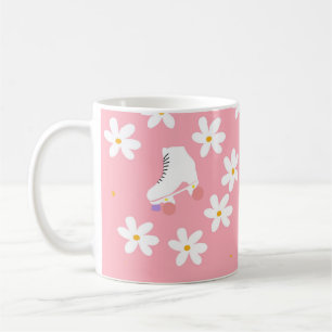 Floral Pink Roller Skate Roller Skaten Kaffeetasse