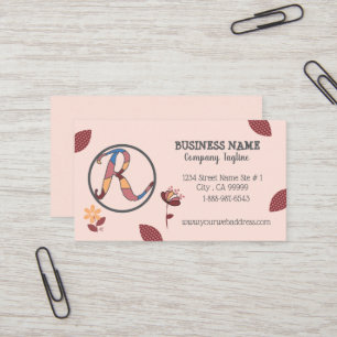 Floral Pinky Peach Business Card mit Logo Visitenkarte