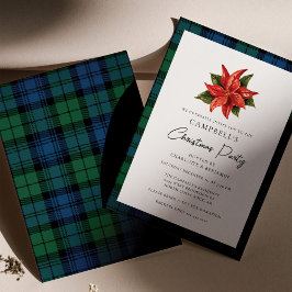 Floral Poinsettia Kariert Weihnachten Campbell Tar Einladung