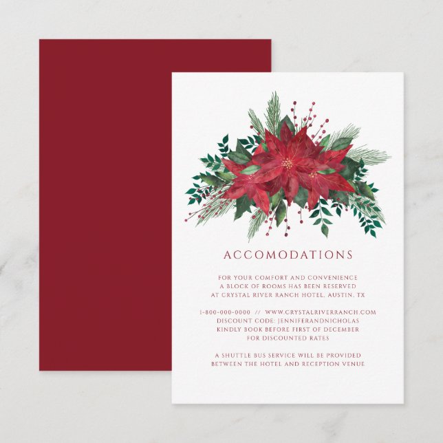 Floral Poinsettia Weihnachtsaufenthalte Begleitkarte (Vorne/Hinten)